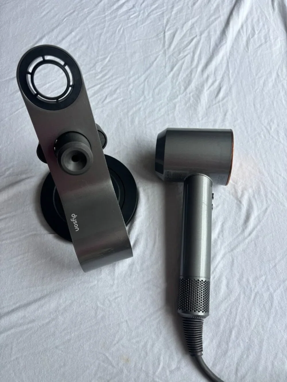 Dyson Supersonic HD07 Hair Dryer Gray Copper + Stand & Attachments